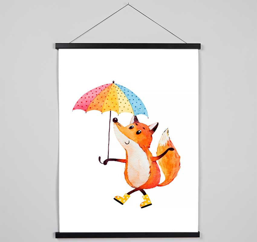 Foxy In The Rain Hanging Poster - Wallart-Direct UK