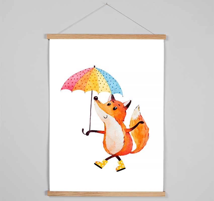 Foxy In The Rain Hanging Poster - Wallart-Direct UK