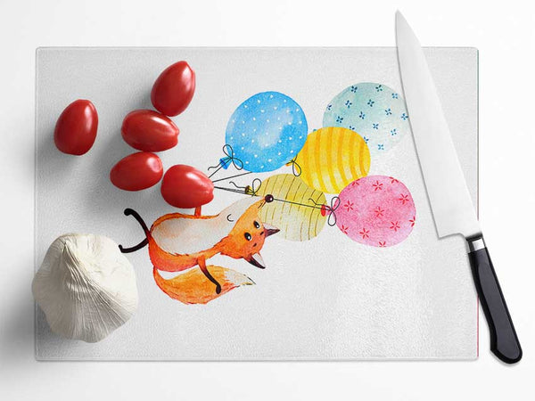 Fox Balloons Glass Chopping Board