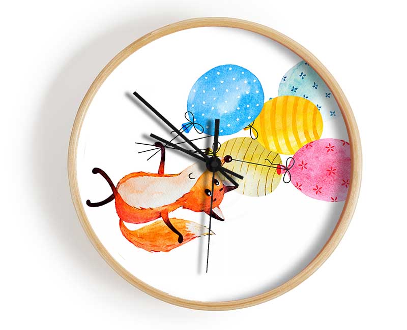 Fox Balloons Clock - Wallart-Direct UK