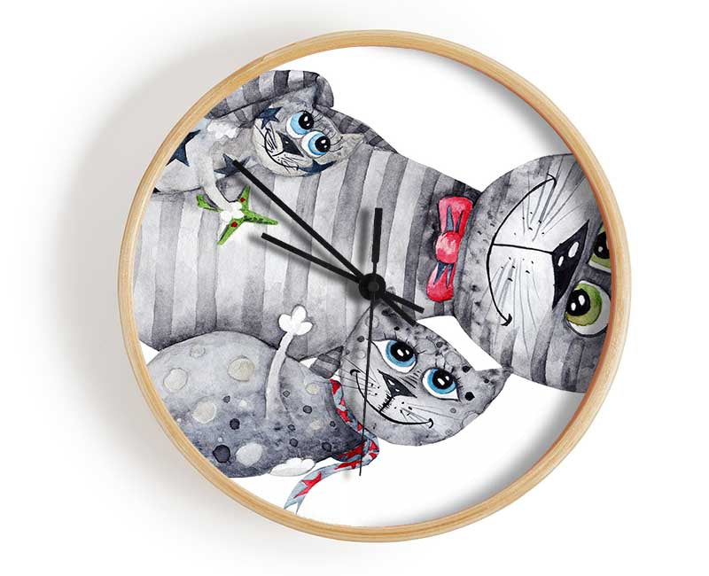 Cat Family Love Clock - Wallart-Direct UK