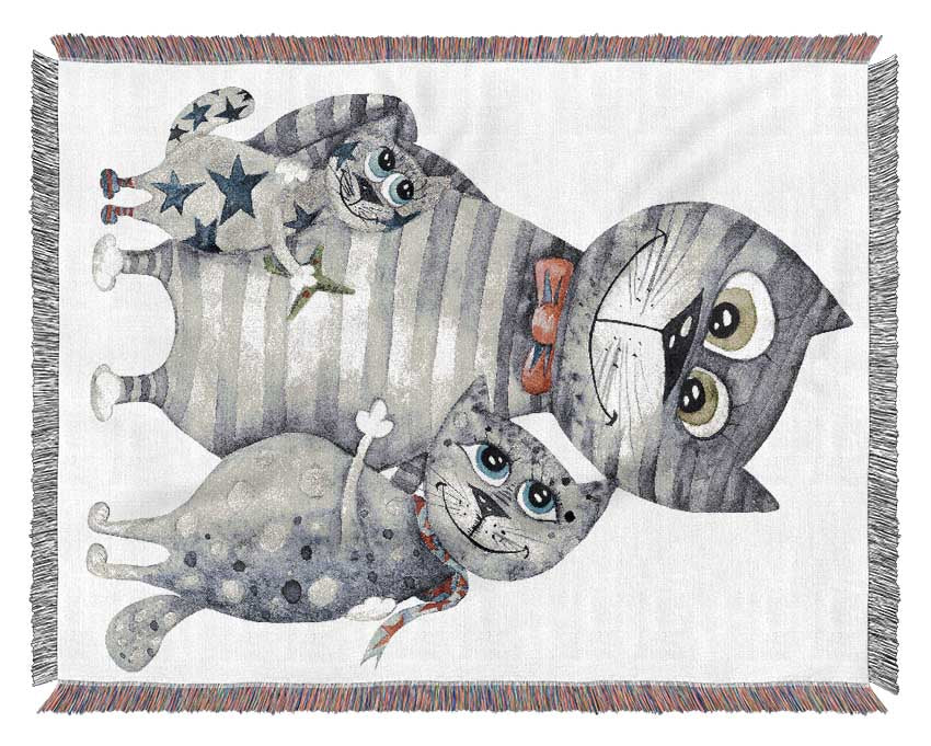 Cat Family Love Woven Blanket