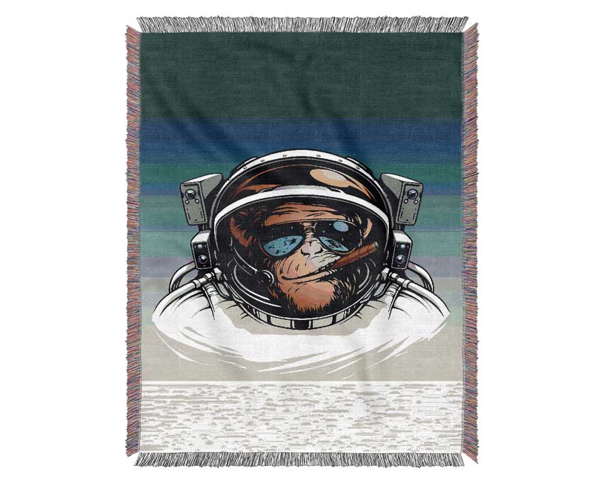 Astronaut Monkey Woven Blanket