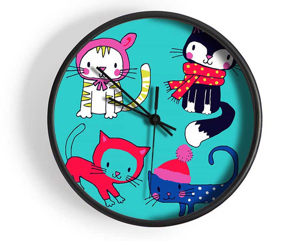 Cats In Winter Clock - Wallart-Direct UK