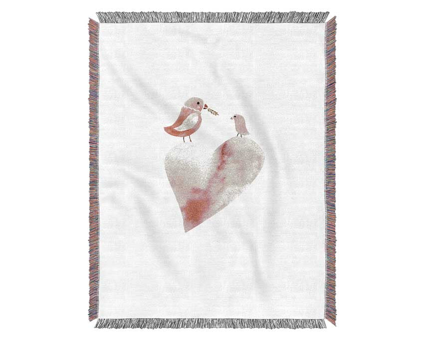 Loveheart Birds Woven Blanket