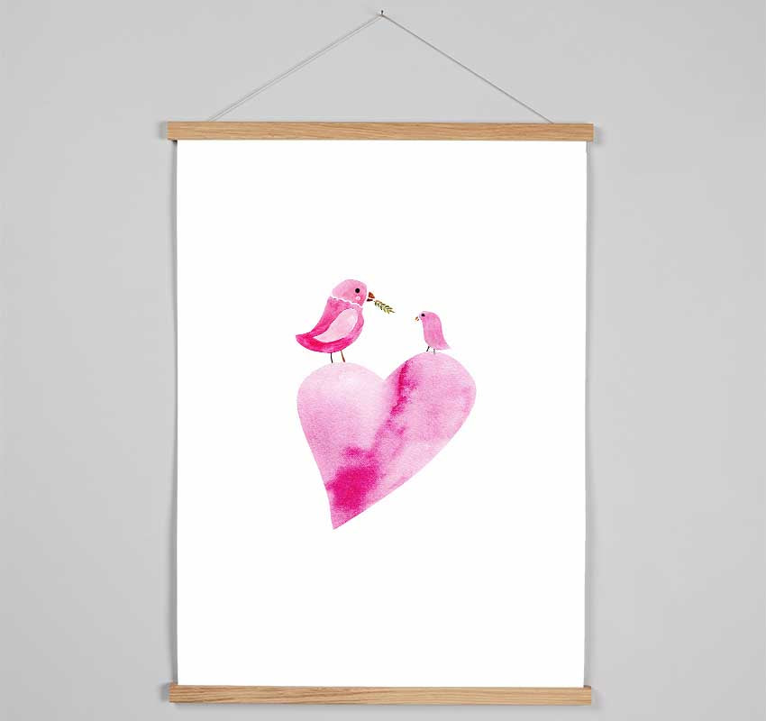 Loveheart Birds Hanging Poster - Wallart-Direct UK