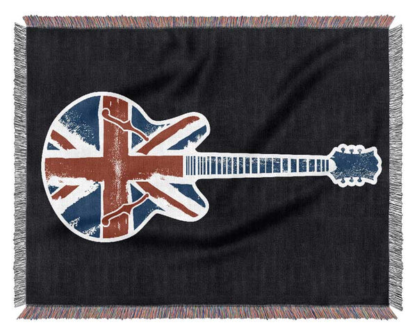 Guitar British Flag Woven Blanket