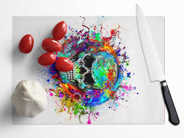 Skull Splash Glass Chopping Board