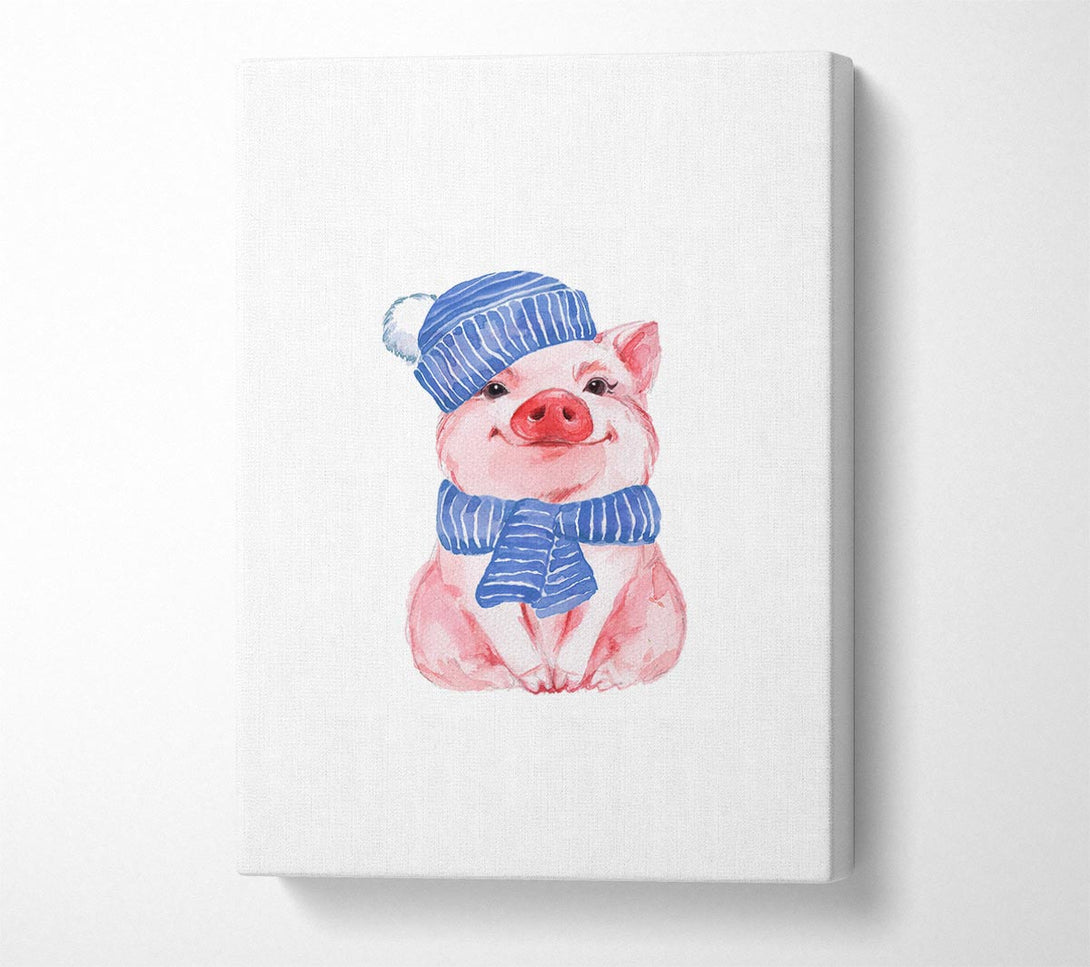 Picture of Winter Piggy Love Canvas Print Wall Art