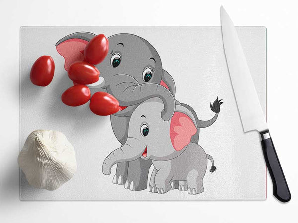 Mother And Baby Love Glass Chopping Board