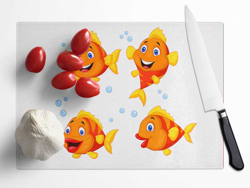 Goldfish Love 1 Glass Chopping Board