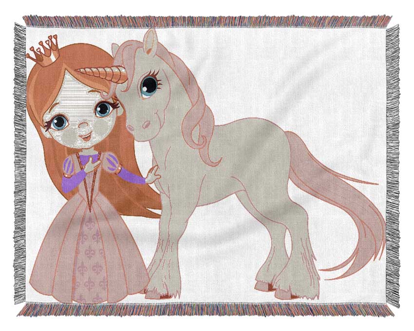 Princess And The Unicorn Woven Blanket