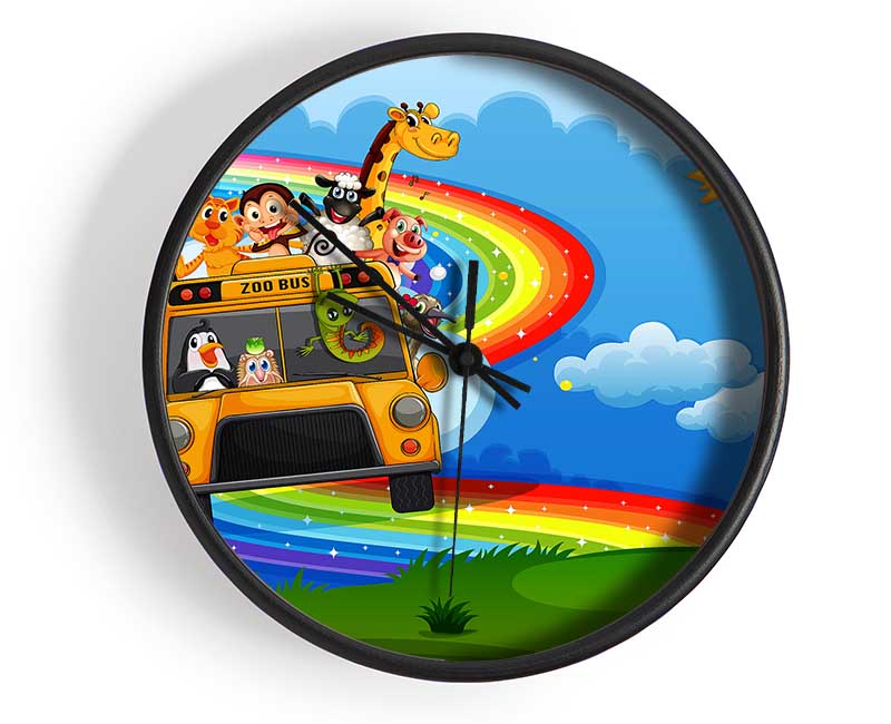 Rainbow Zoo Bus Clock - Wallart-Direct UK