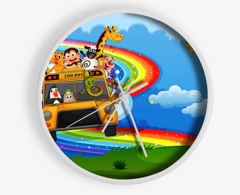 Rainbow Zoo Bus Clock - Wallart-Direct UK