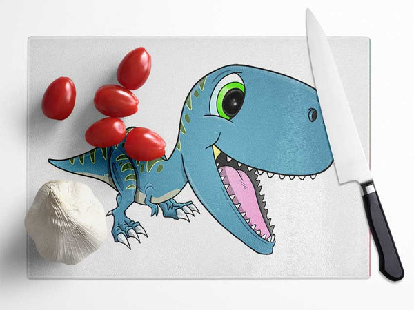 Happy Dinosaur Glass Chopping Board