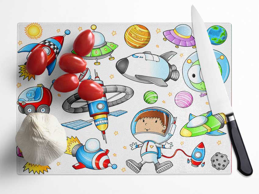 Space Kid Glass Chopping Board