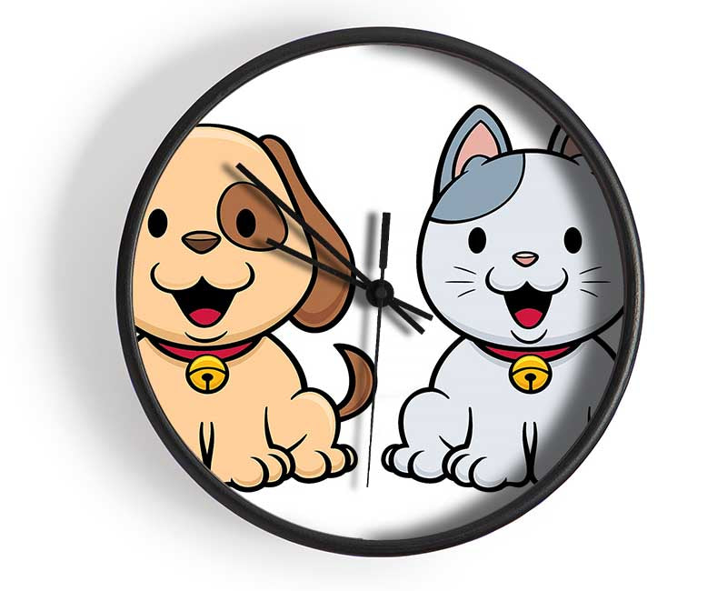 Happy Cat And Dog Clock - Wallart-Direct UK