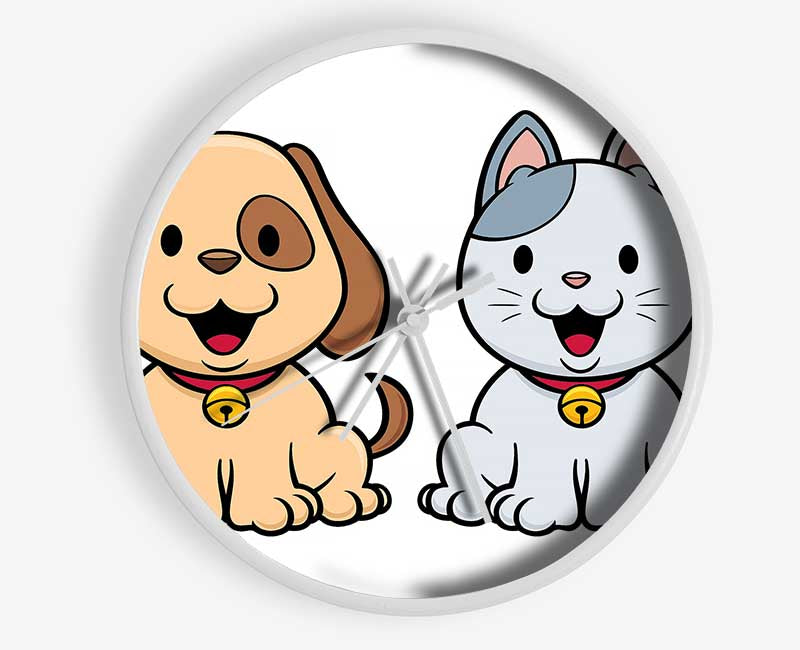 Happy Cat And Dog Clock - Wallart-Direct UK