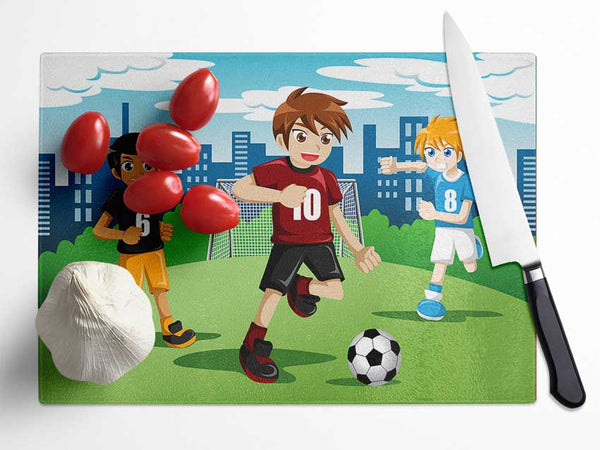 Football Kids Glass Chopping Board