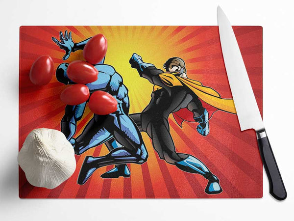 Superhero Fight Glass Chopping Board