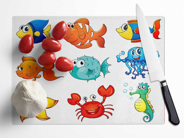 Happy Fish 2 Glass Chopping Board