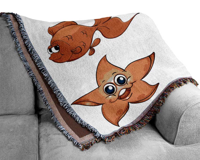 Happy Fish 2 Woven Blanket