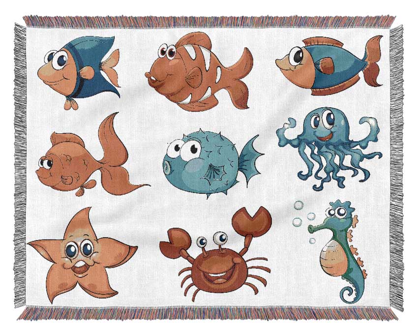 Happy Fish 2 Woven Blanket