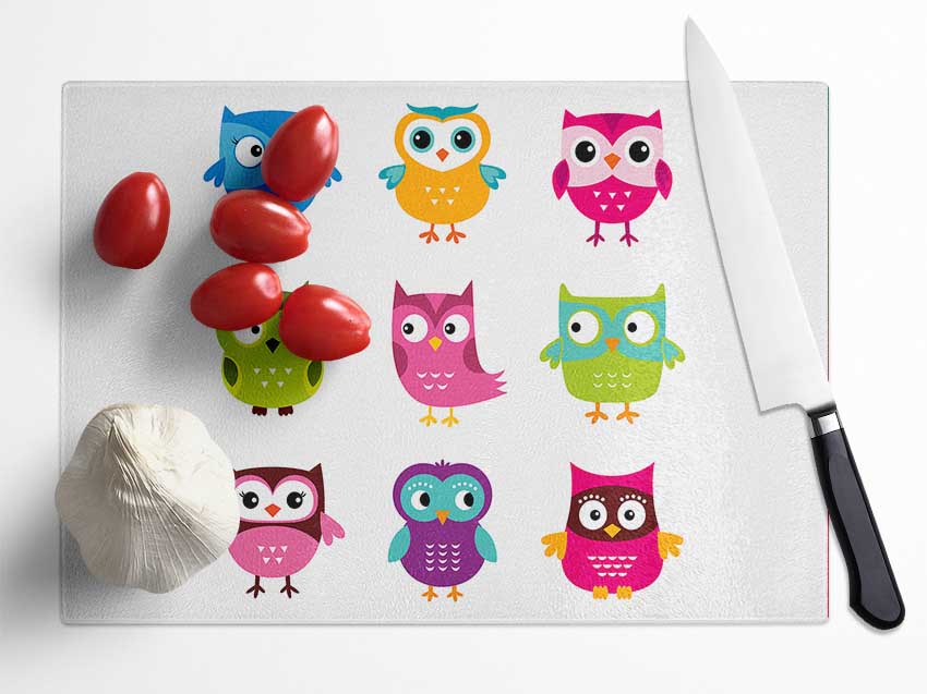 Owl Friends Glass Chopping Board