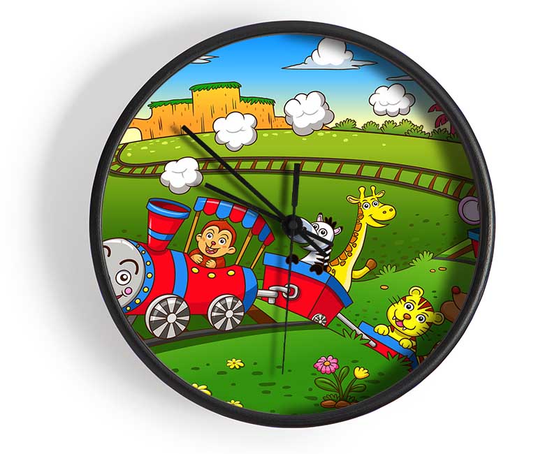 Happy Safari Train Clock - Wallart-Direct UK