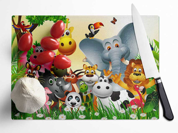 Safari Animal Friends 1 Glass Chopping Board