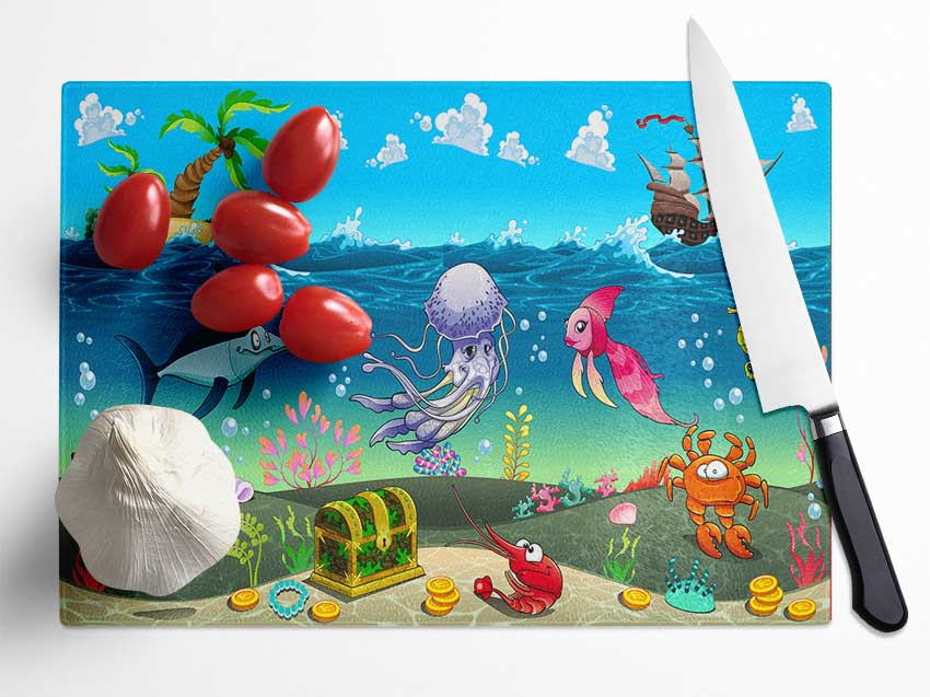 Under The Sea 2 Glass Chopping Board