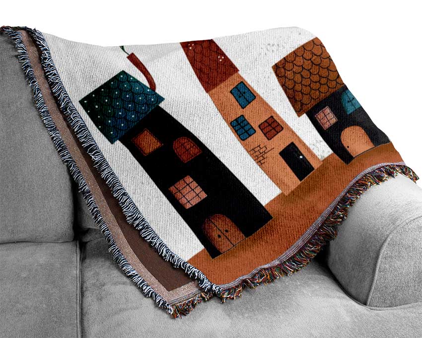 Flower Pot Houses Woven Blanket