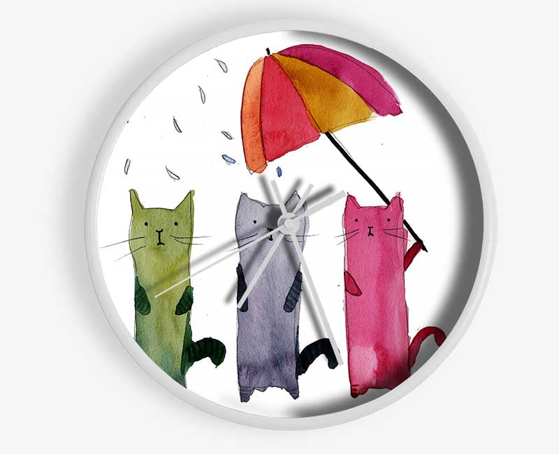 Umbrella Cats Clock - Wallart-Direct UK