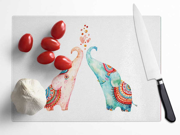 Elephant Love Glass Chopping Board