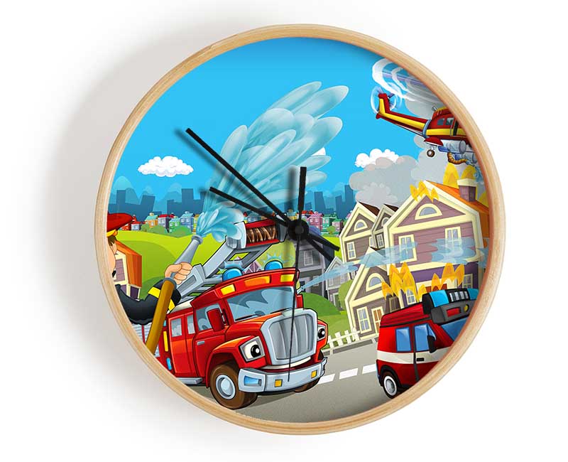 Fireman Rescue Clock - Wallart-Direct UK