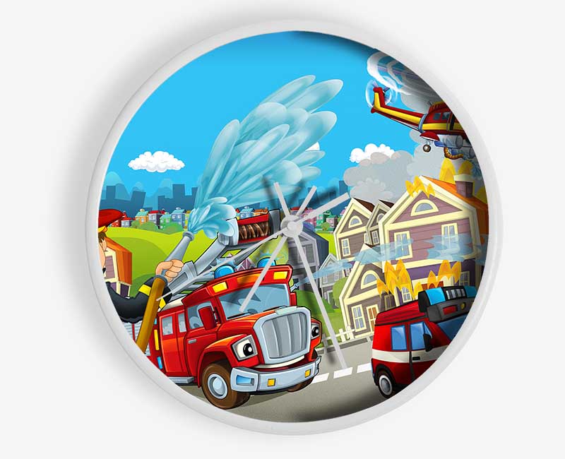 Fireman Rescue Clock - Wallart-Direct UK