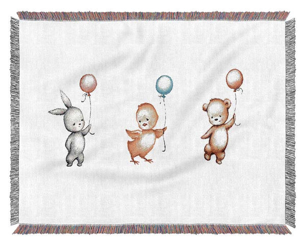 Animal Balloon Family Woven Blanket