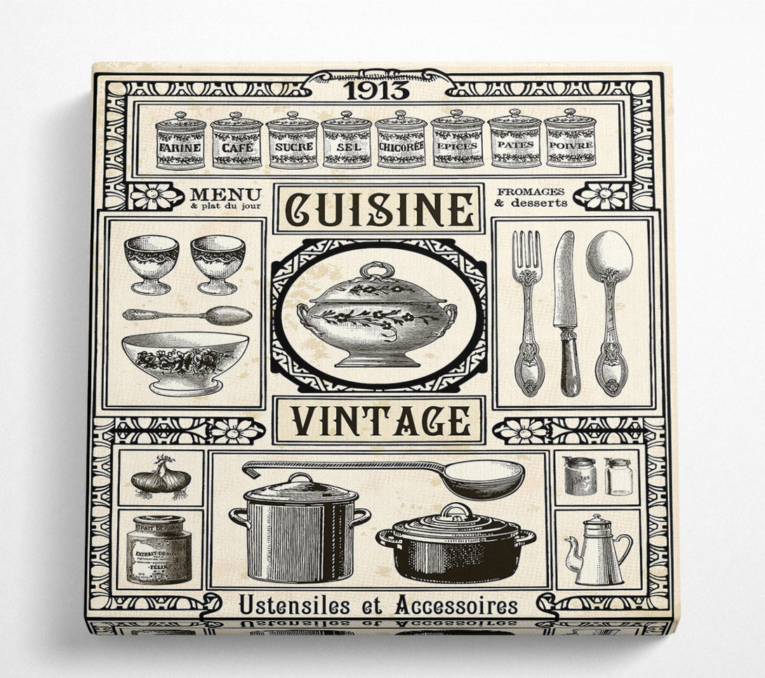 A Square Canvas Print Showing Vintage Cuisine Square Wall Art