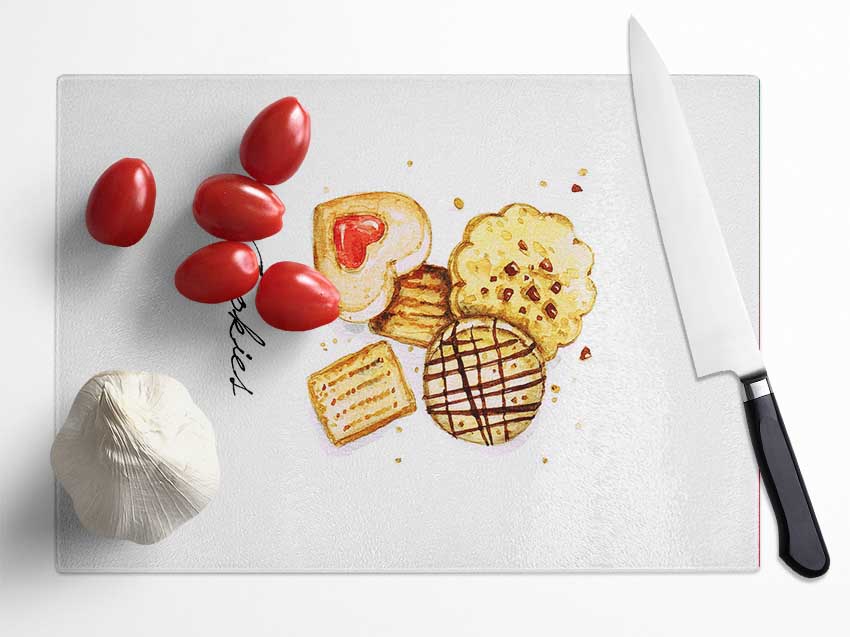 Biscuit Cookie Delight Glass Chopping Board