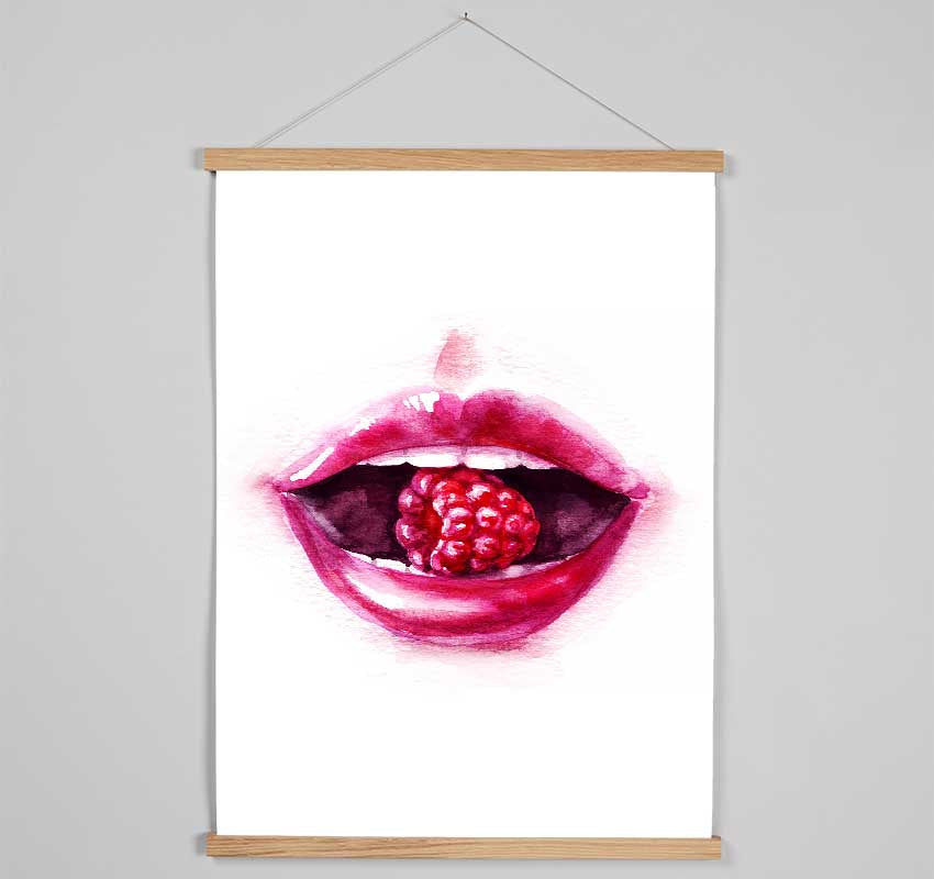 Raspberry Lips Hanging Poster - Wallart-Direct UK