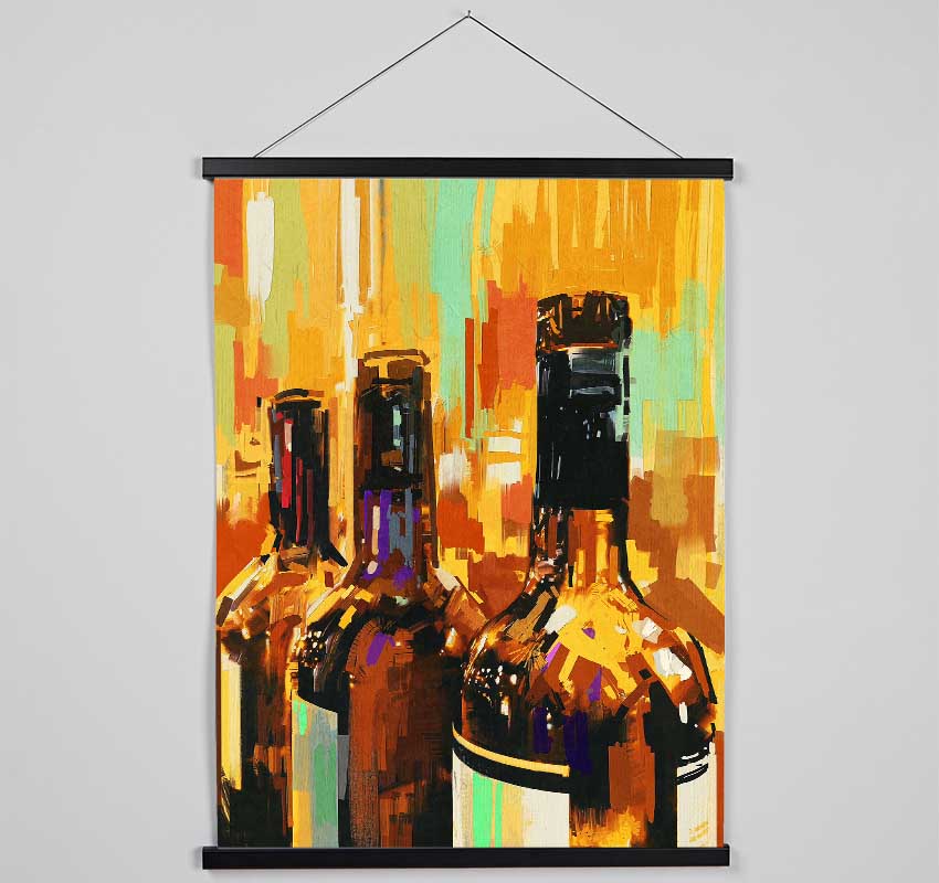 Retro Wine Bottles Hanging Poster - Wallart-Direct UK