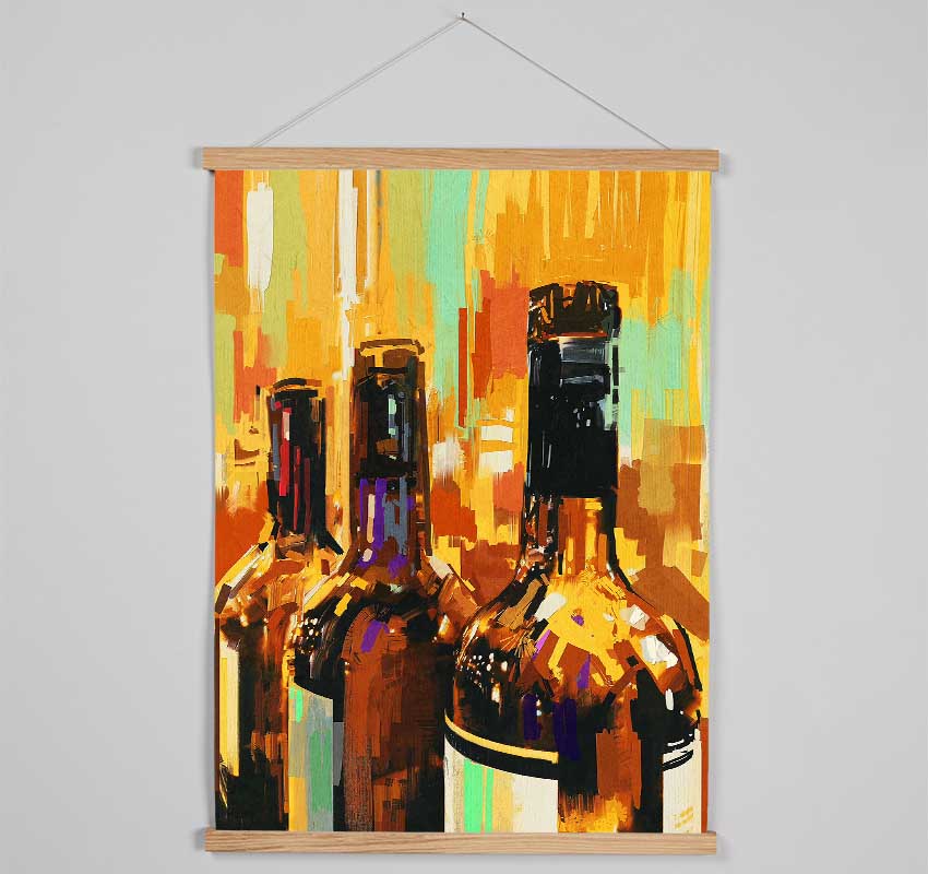 Retro Wine Bottles Hanging Poster - Wallart-Direct UK