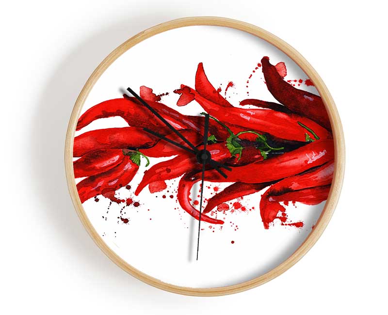 Bunch Of Chilis Clock - Wallart-Direct UK