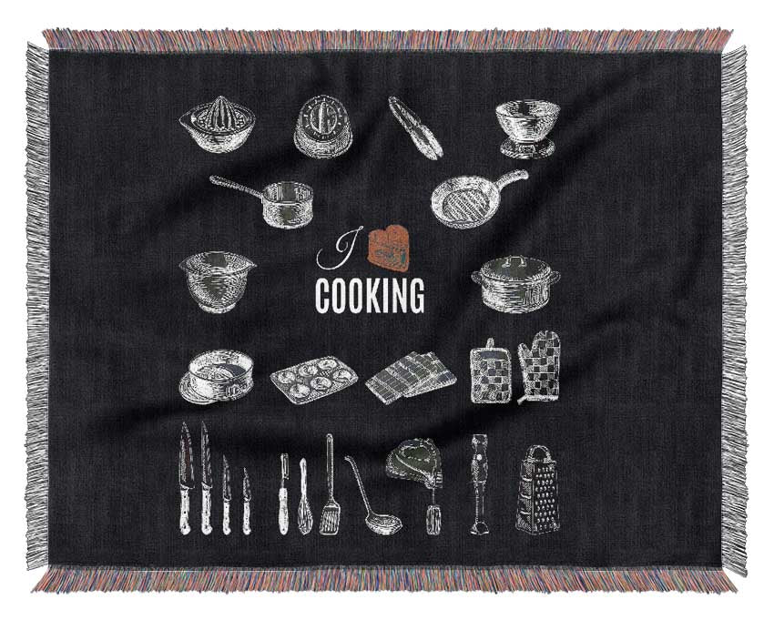 I Love Cooking 2 Woven Blanket