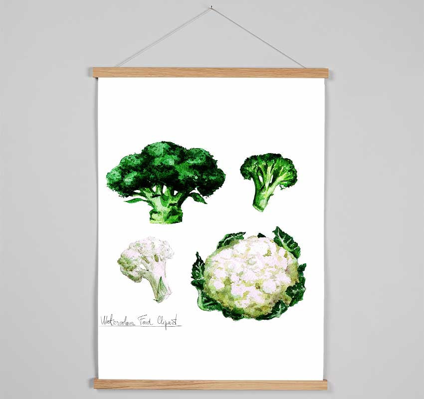 Cauliflower And Broccoli Hanging Poster - Wallart-Direct UK