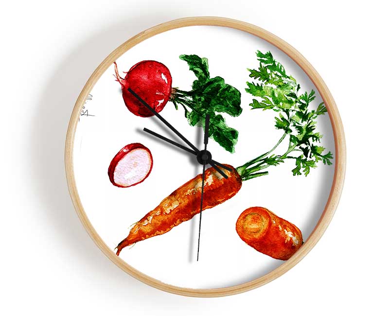 Radish And Carrots Clock - Wallart-Direct UK