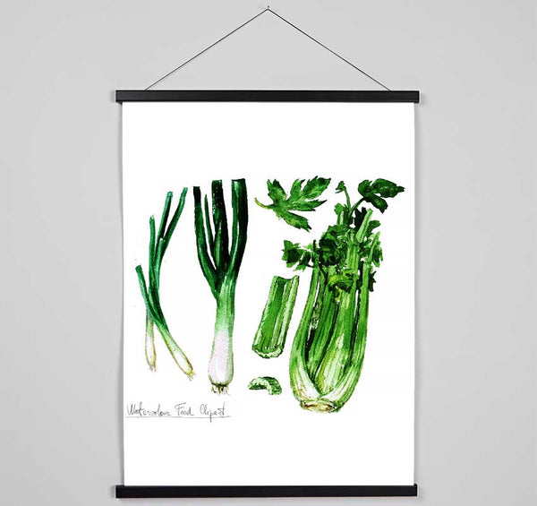 Celery And Leeks Hanging Poster - Wallart-Direct UK