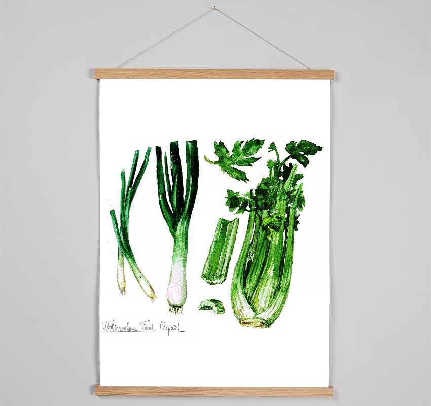 Celery And Leeks Hanging Poster - Wallart-Direct UK