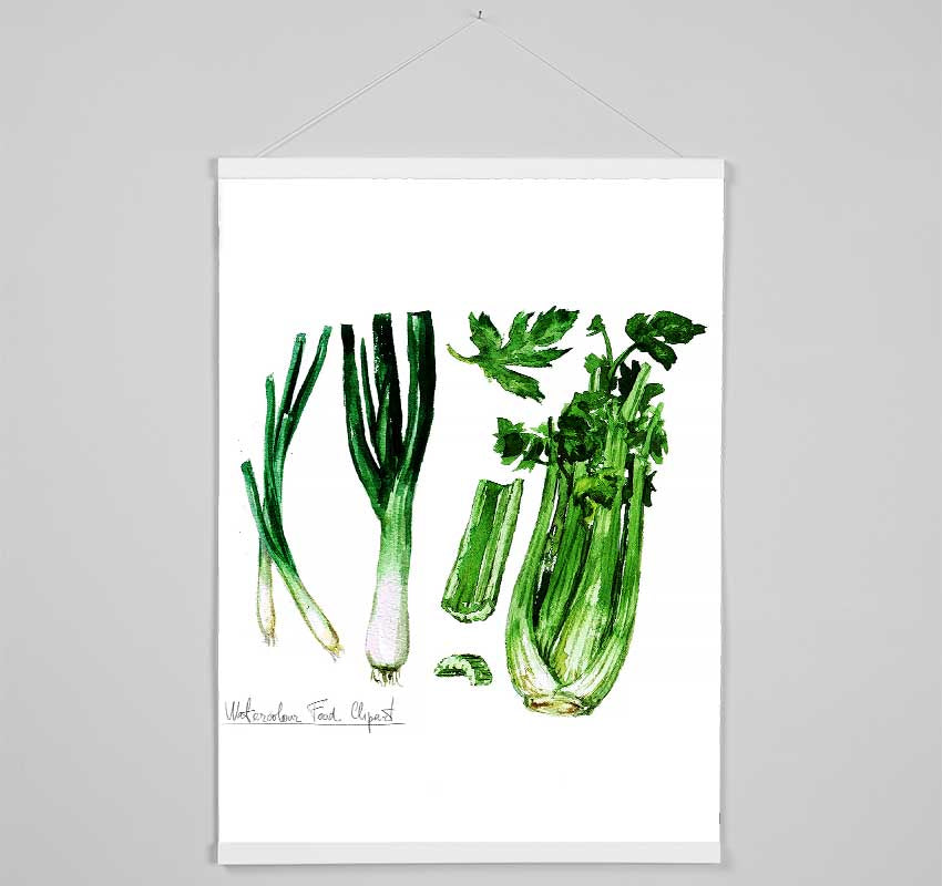 Celery And Leeks Hanging Poster - Wallart-Direct UK