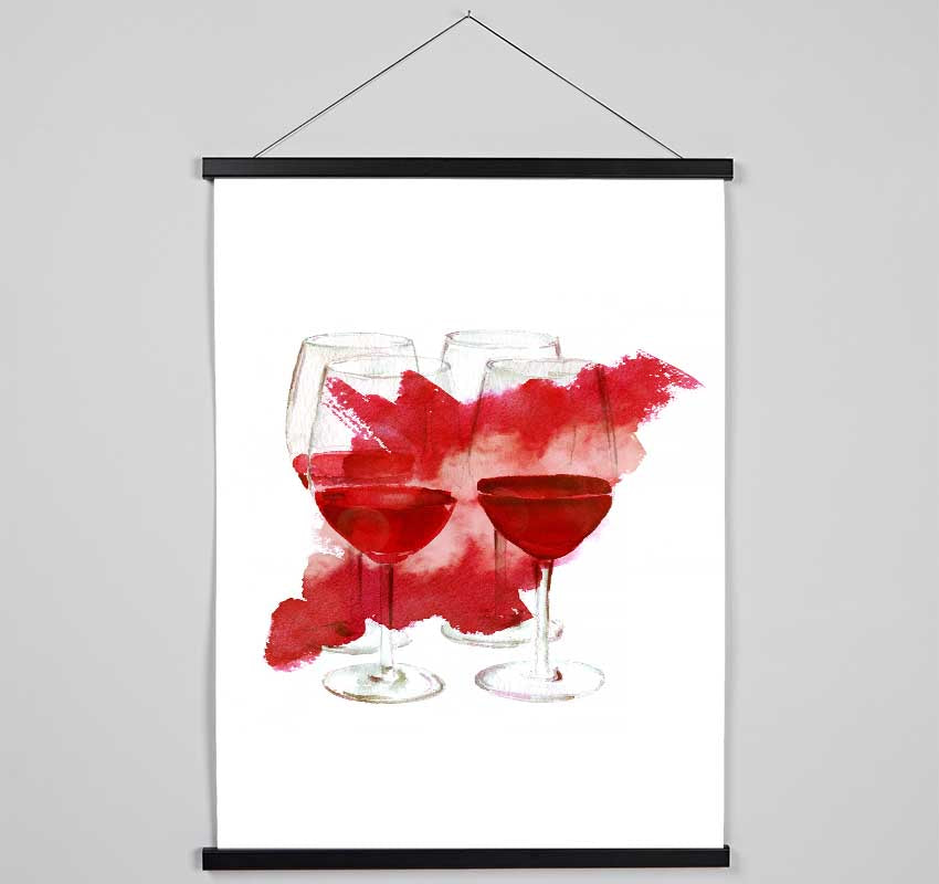 Red Wine Party Hanging Poster - Wallart-Direct UK